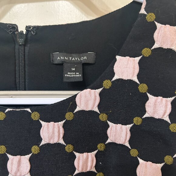 Ann Taylor Black Pink and Green Dress Size 14 - Picture 3 of 4